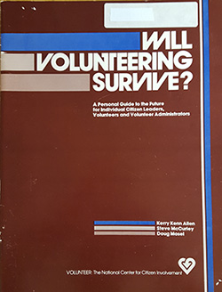 A cover of a guide with the words "Will Volunteering Survive?